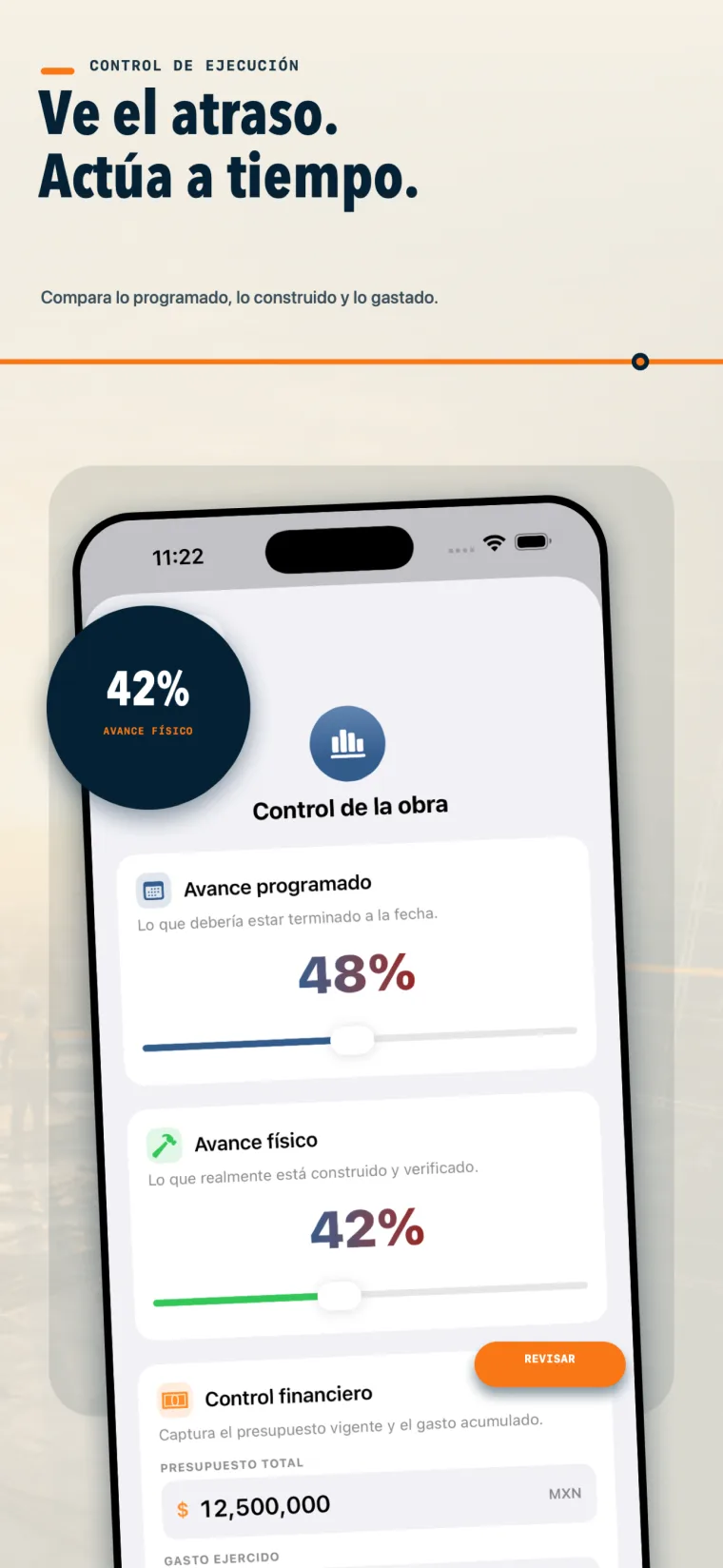Control programado, físico y financiero de una obra en ObraReport